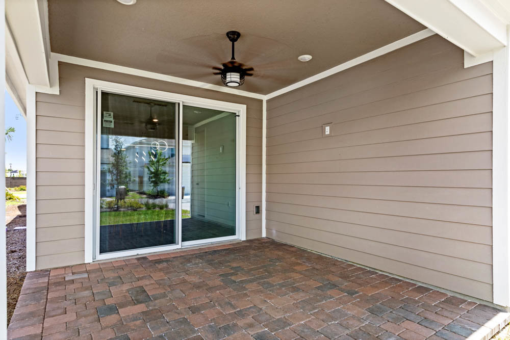 brick laid covered patio
